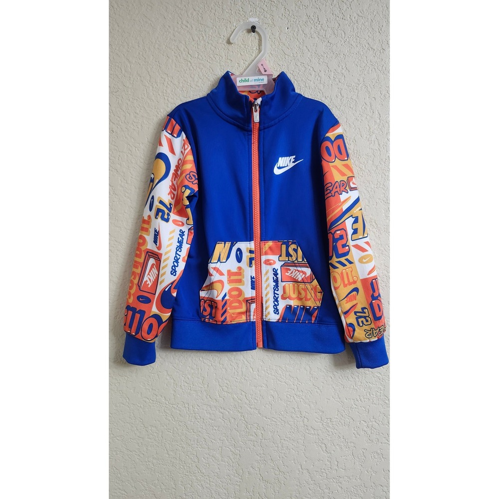 Nike Kids Royal Blue Just Do It Graphic Print Full Zip Track Jacket 3T Boys - Picture 2 of 13